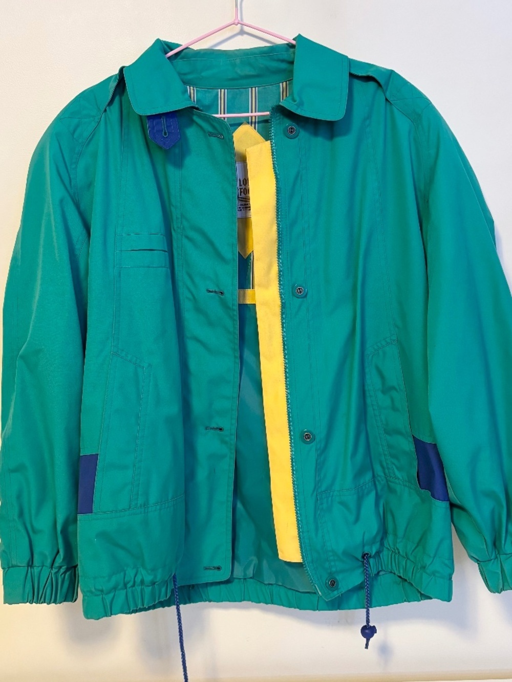 London Fog Vintage Windbreaker Varsity Jacket Coat Teal Green Mens Size Medium